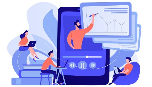 Recorded classes concept vector illustration. First Update of the Course