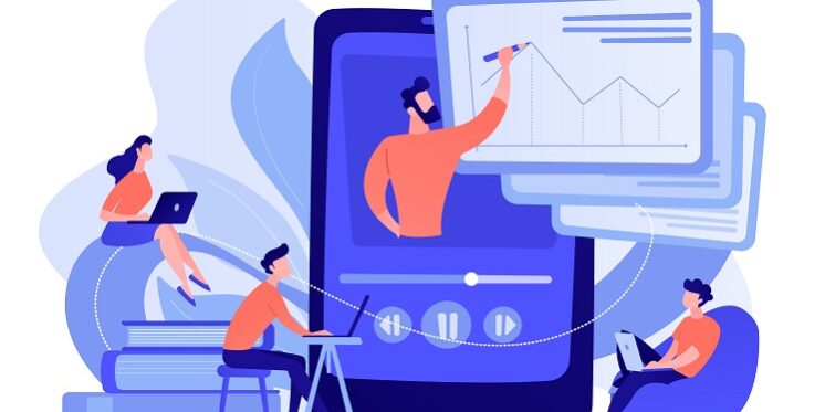 Recorded classes concept vector illustration. First Update of the Course