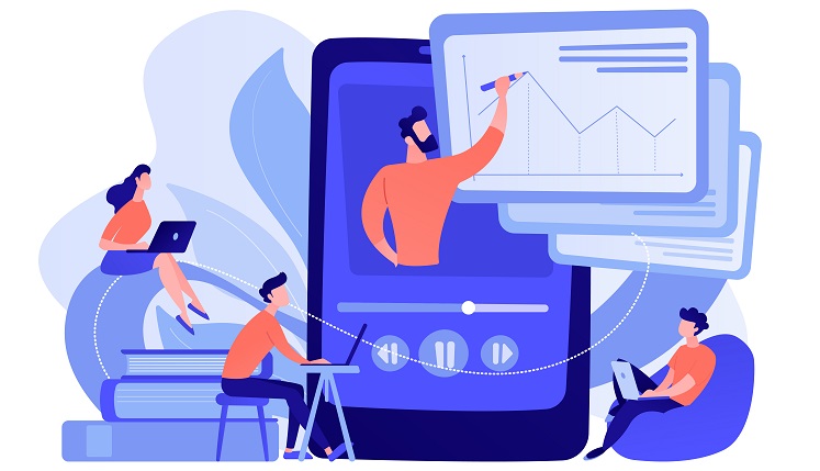 Recorded classes concept vector illustration. First Update of the Course
